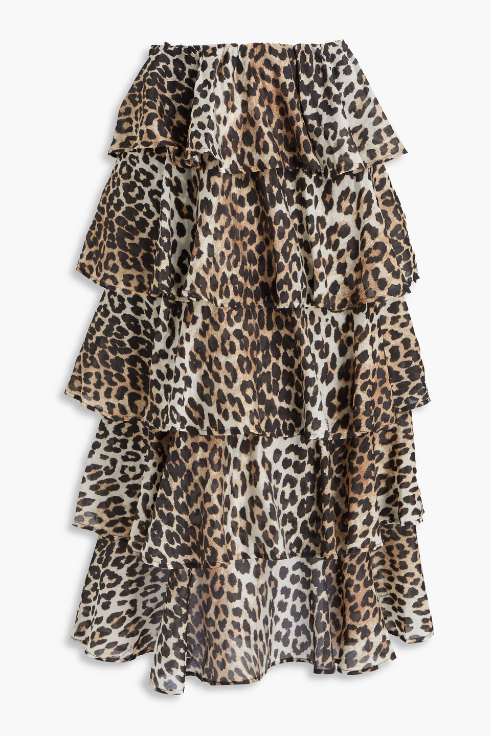 Ganni Leopard-print High-waist Skirt In Gray