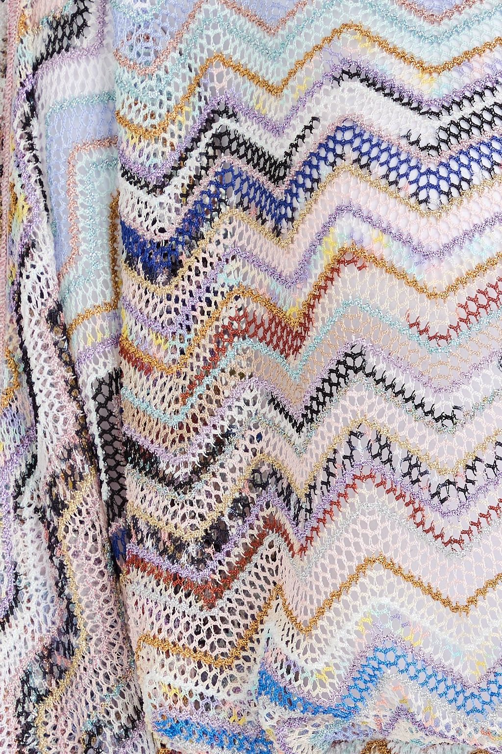 MISSONI بلوزة قصيرة محاك من الكروشيه بلون معدني