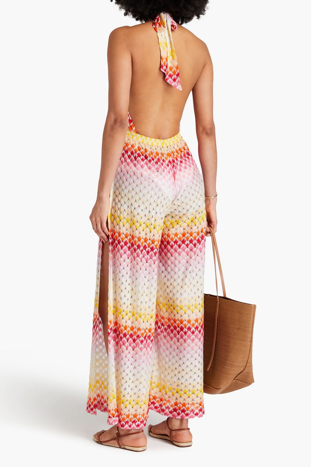 MISSONI Metallic crochet-knit halterneck jumpsuit