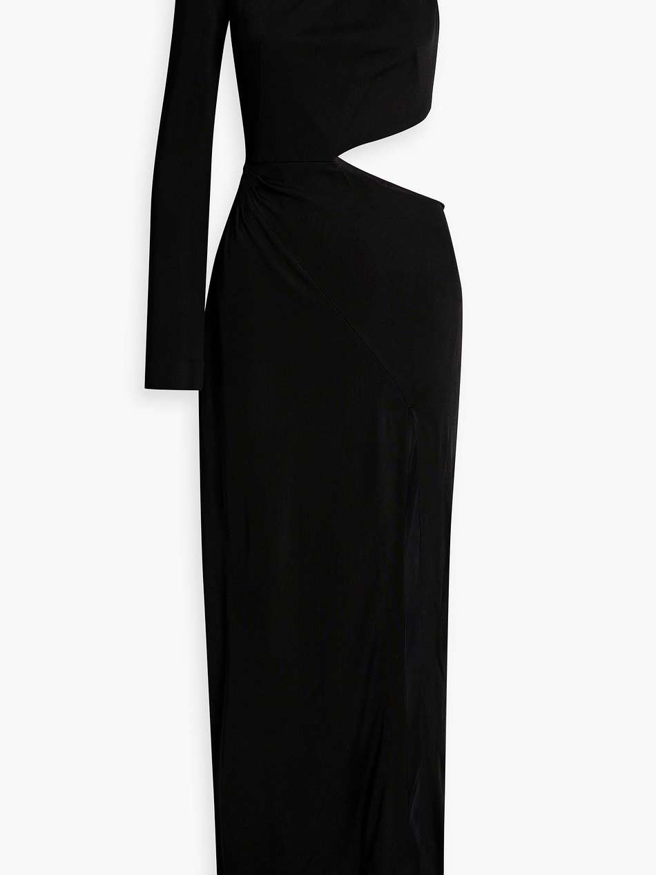 alicja one-sleeve embellished cutout jersey gown