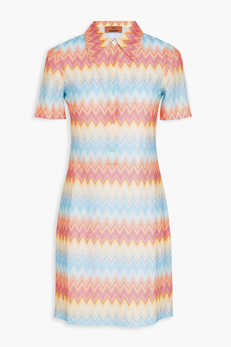 Missoni Crochet-knit Mini Shirt Dress In Bunt