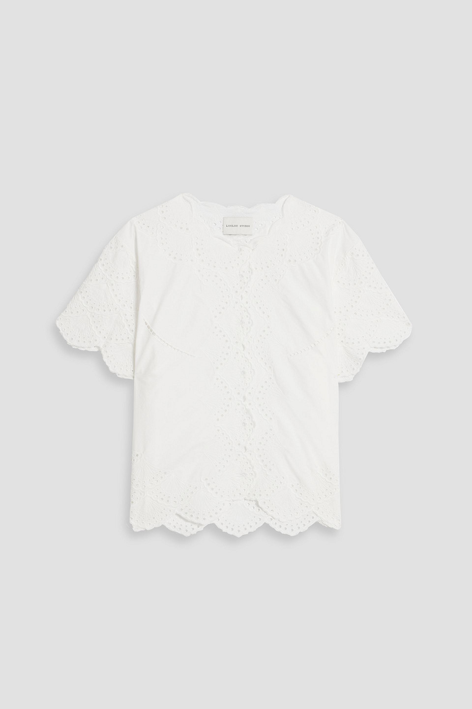 Elly scalloped broderie anglaise cotton top