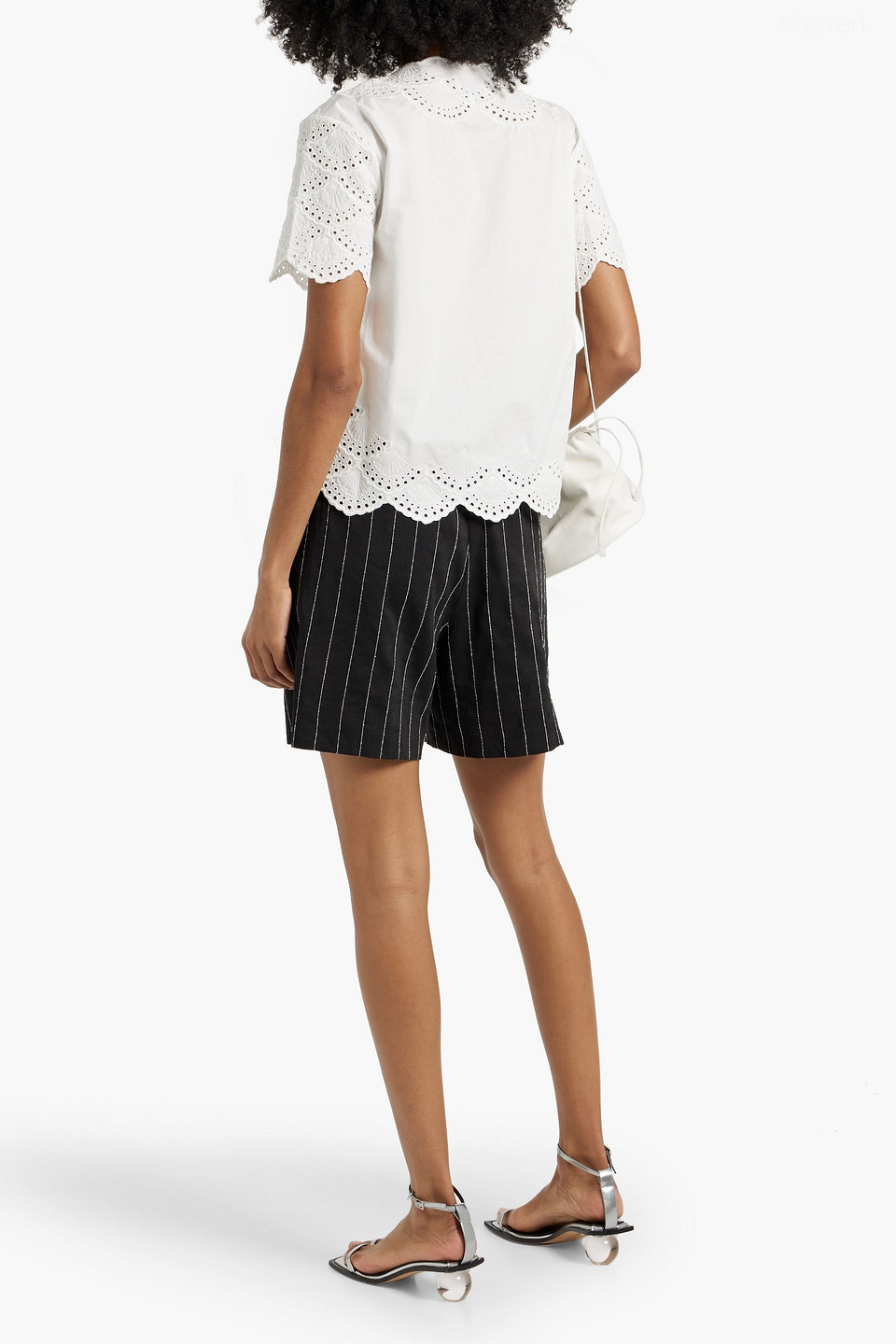 LOULOU STUDIO HADA PINSTRIPED TWILL SHORTS