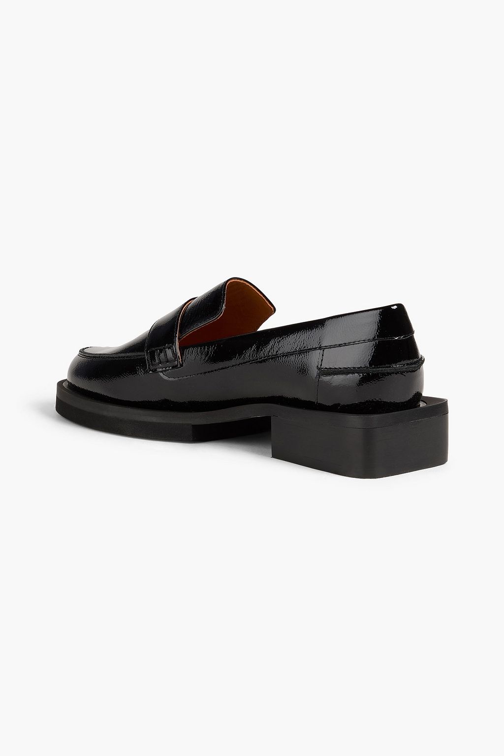 GANNI Crystal-embellished patent-leather loafers