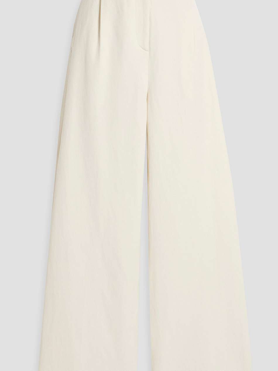 idai cotton and linen-blend twill wide-leg pants