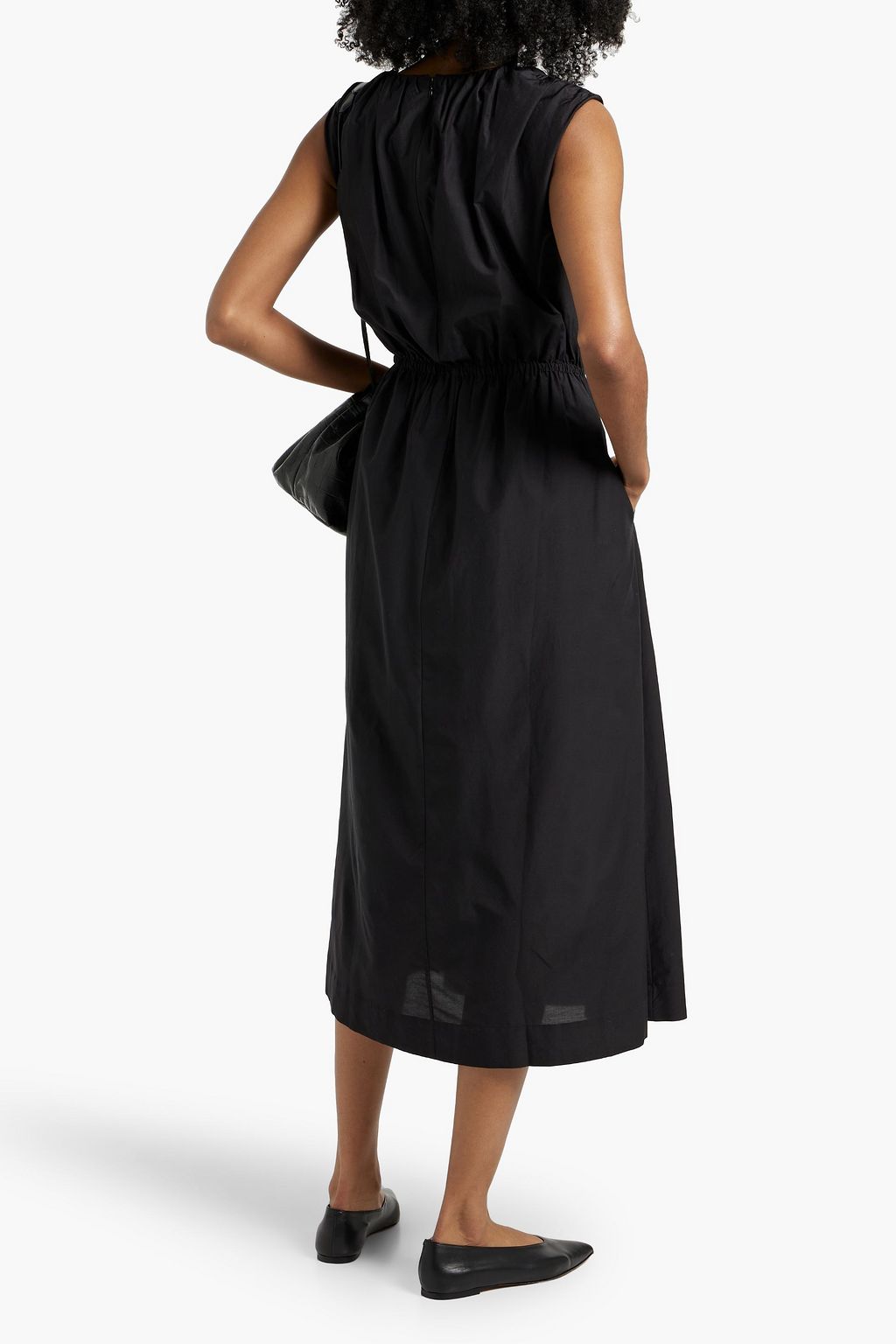 LOULOU STUDIO Gathered cotton and silk-blend midi dress