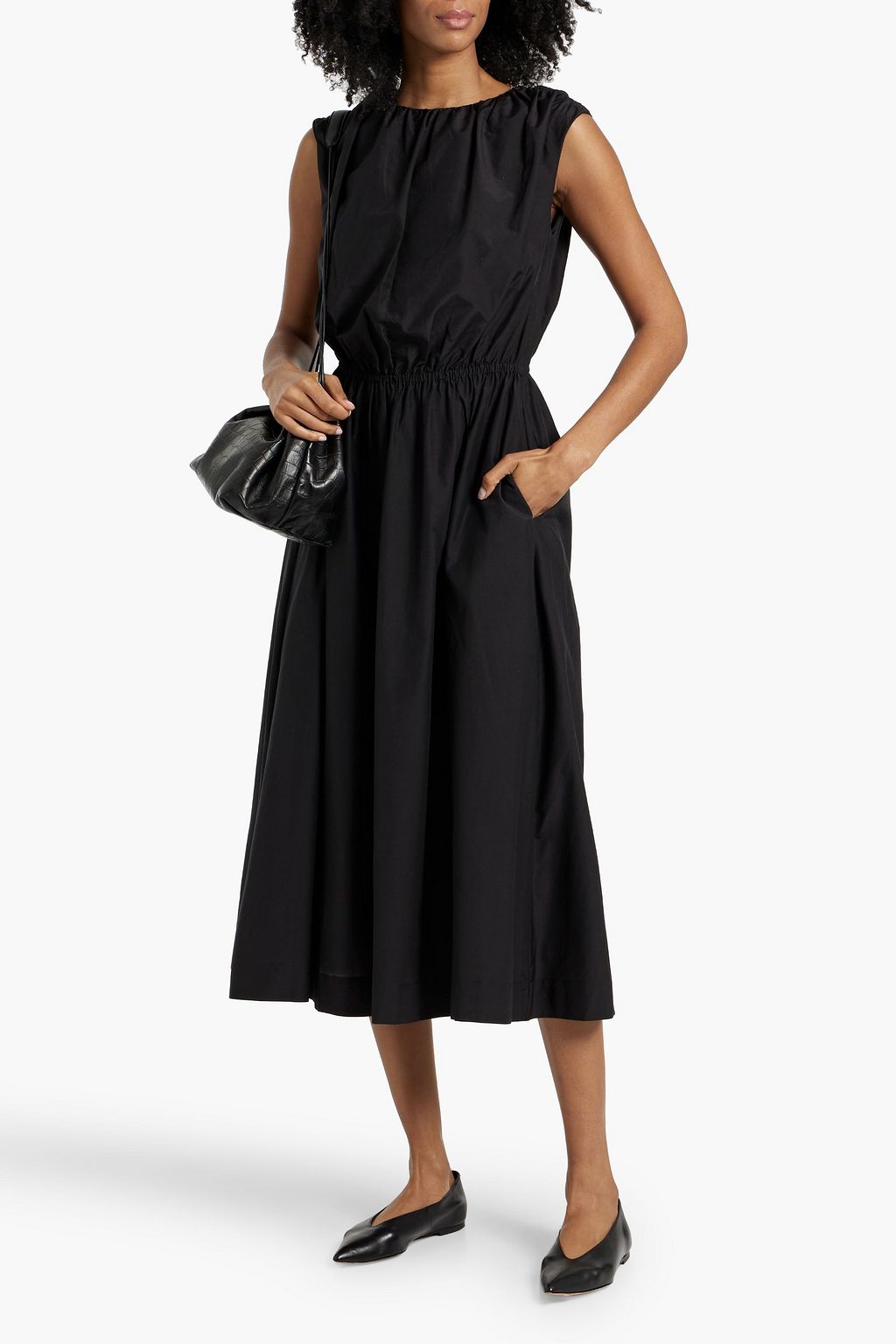 LOULOU STUDIO Gathered cotton and silk-blend midi dress