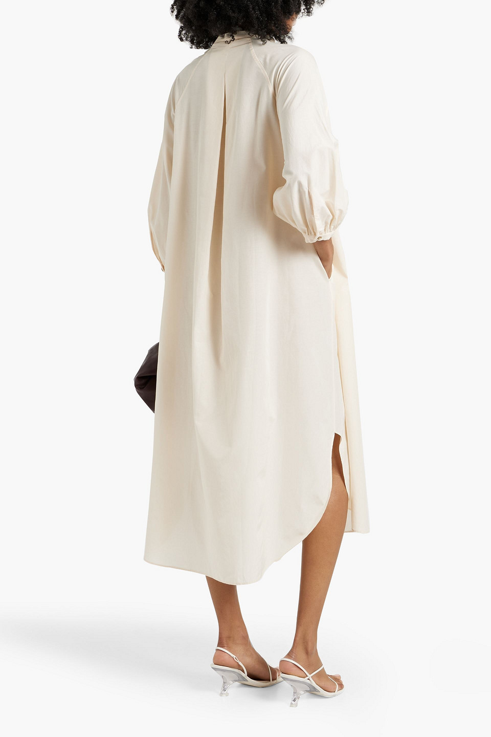 LOULOU STUDIO HERA COTTON AND SILK-BLEND MIDI SHIRT DRESS