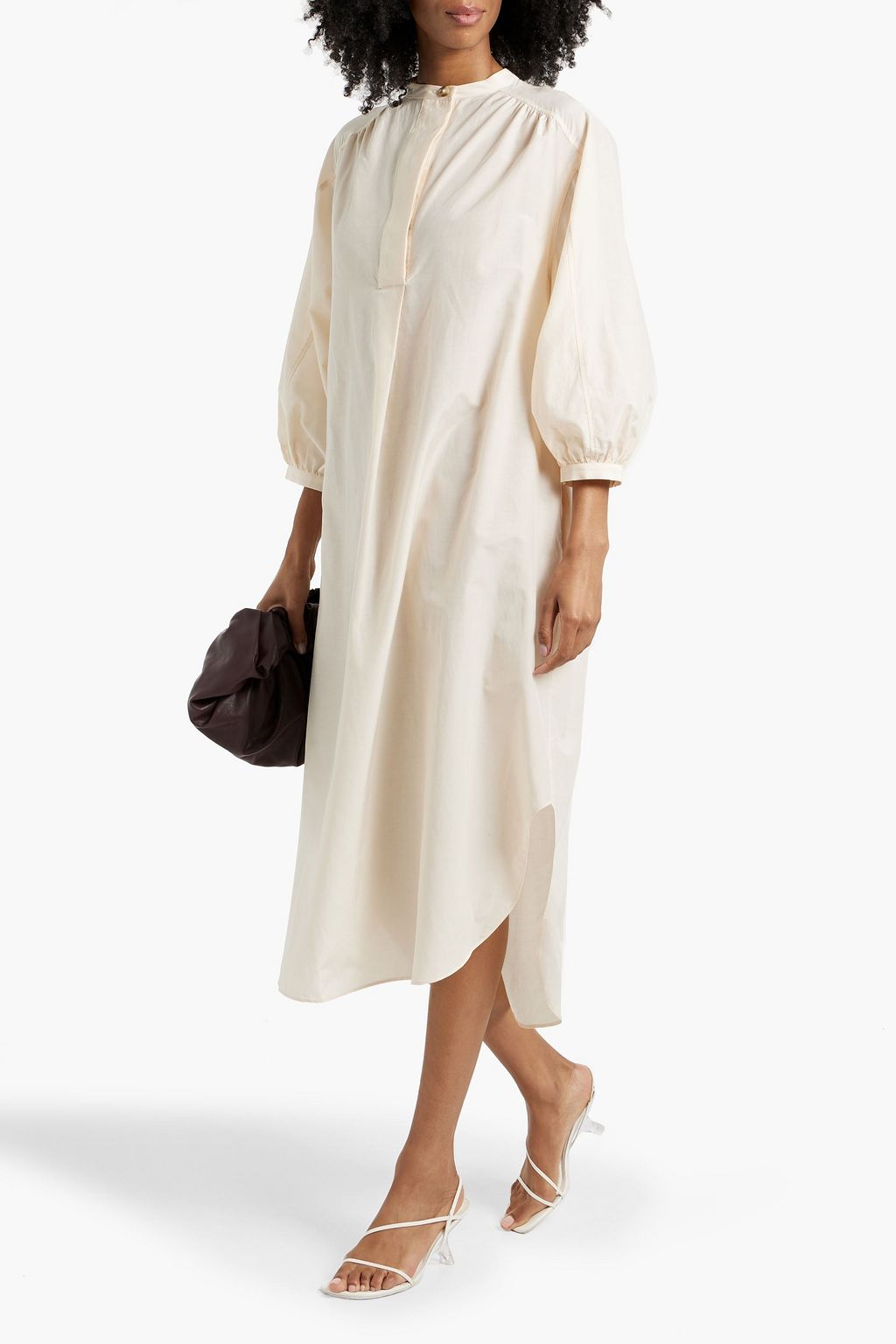 LOULOU STUDIO Cotton and silk-blend midi shirt dress