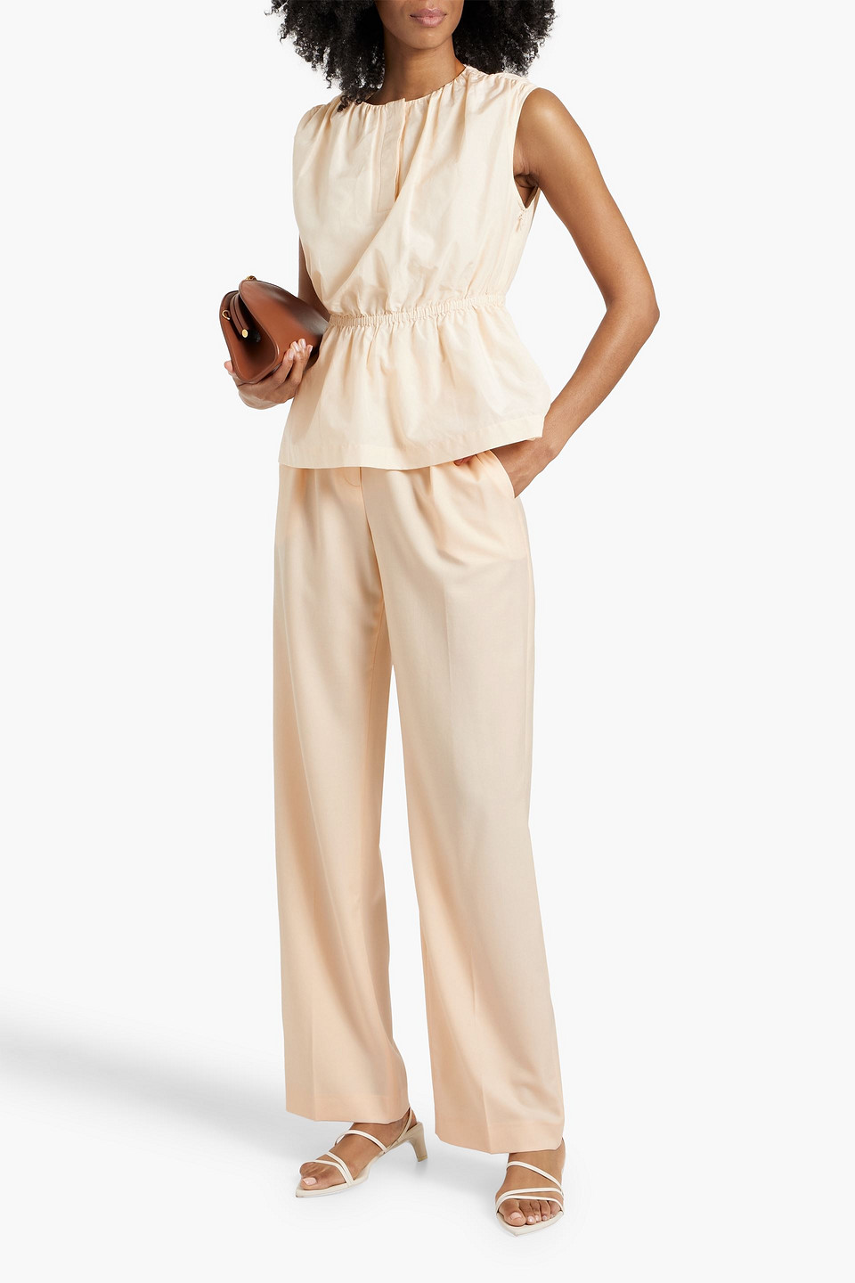 LOULOU STUDIO ATHENA COTTON AND SILK-BLEND POPLIN TOP