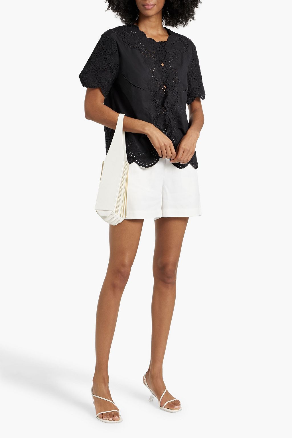 LOULOU STUDIO Elly scalloped broderie anglaise cotton top