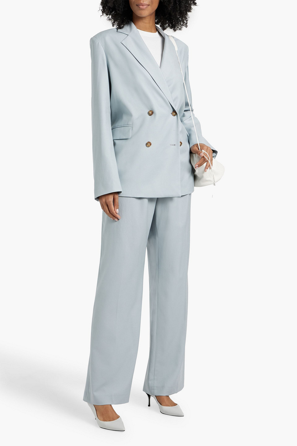 LOULOU STUDIO DONAU DOUBLE-BREASTED WOOL-TWILL BLAZER 