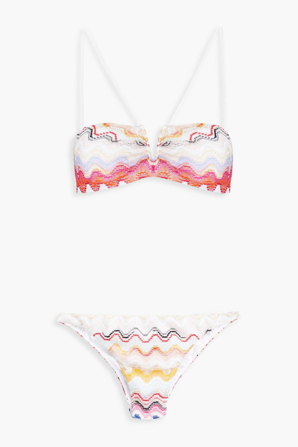 Missoni Metallic Crochet-knit Bandeau Bikini In Bunt