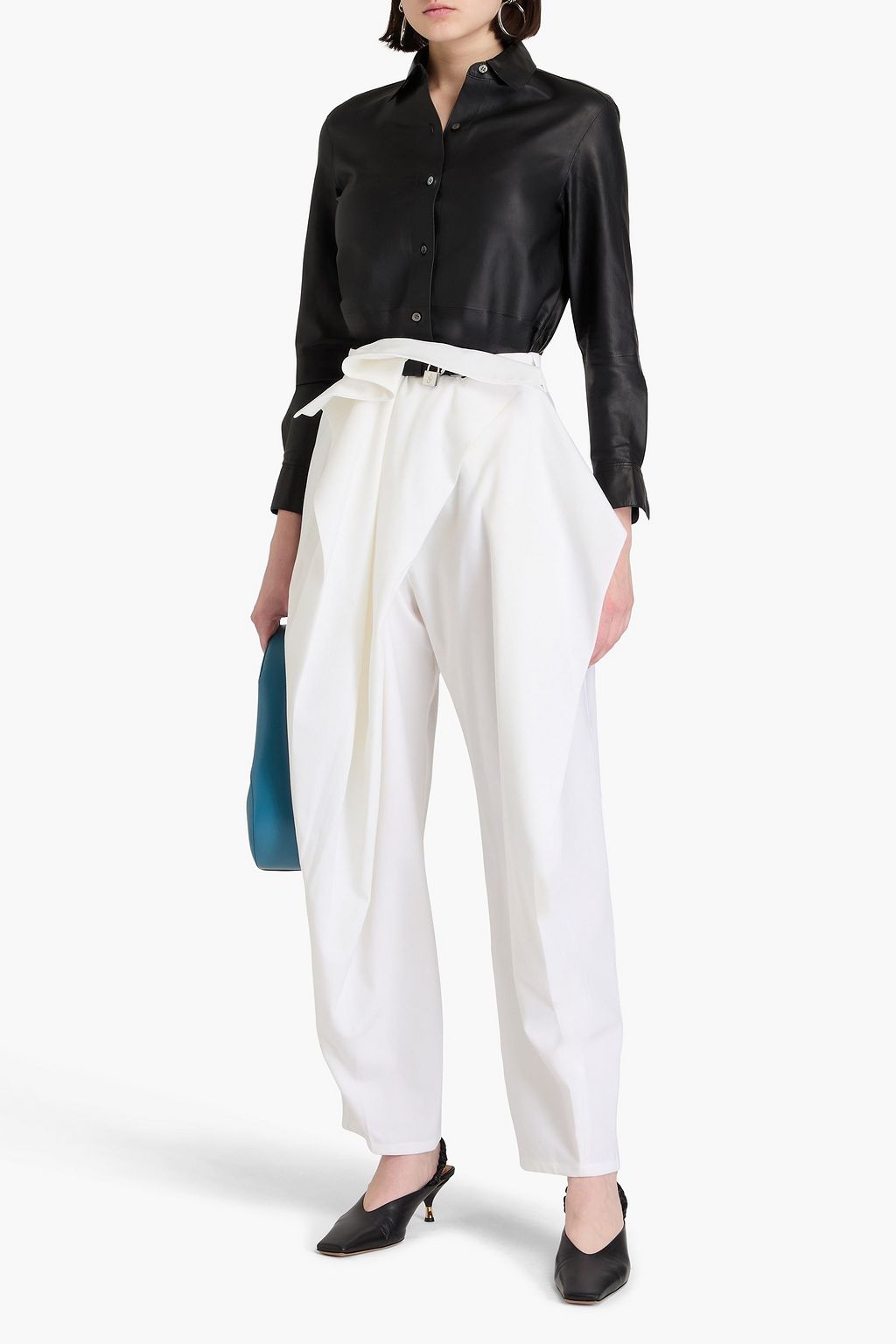 JW ANDERSON Buckle-embellished draped twill tapered pants