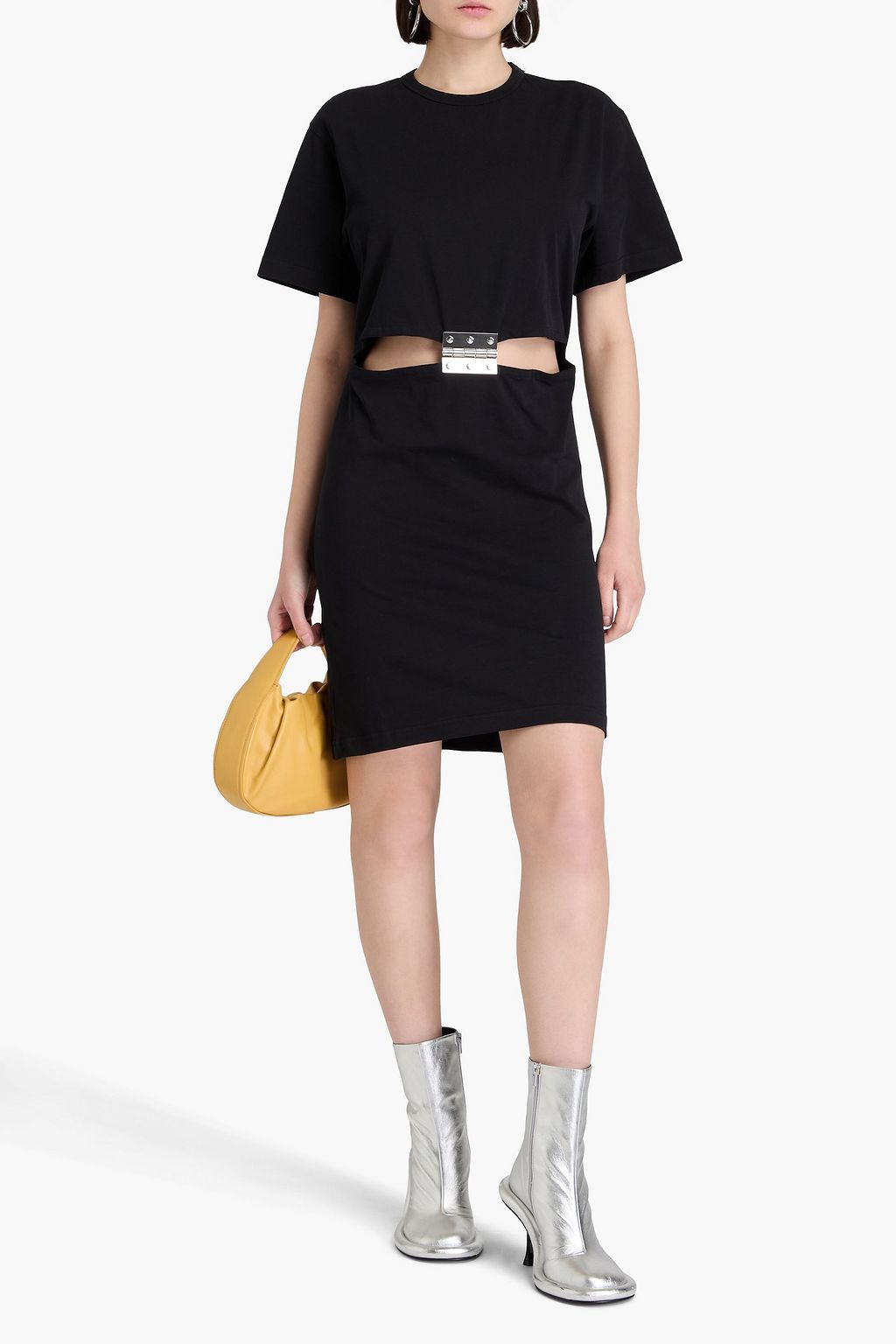 JW ANDERSON فستان قصير من الجيرسيه القطني مزين بزخارف