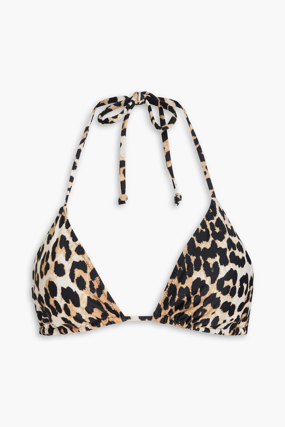 GANNI LEOPARD-PRINT TRIANGLE BIKINI TOP