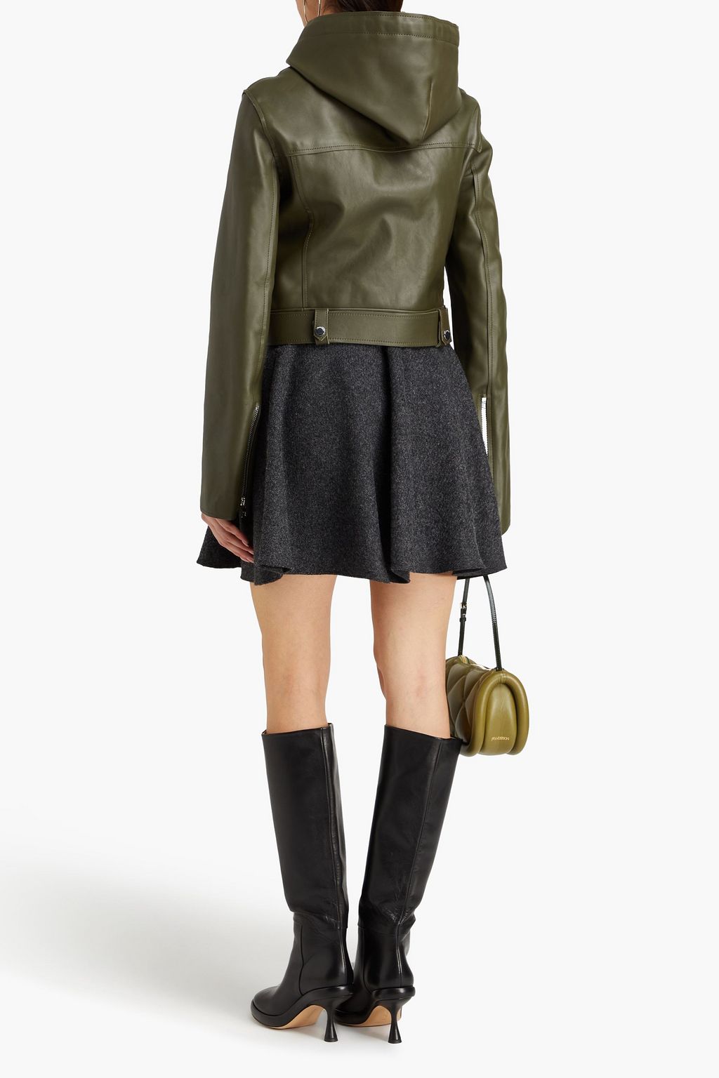 JW ANDERSON Leather hooded biker jacket