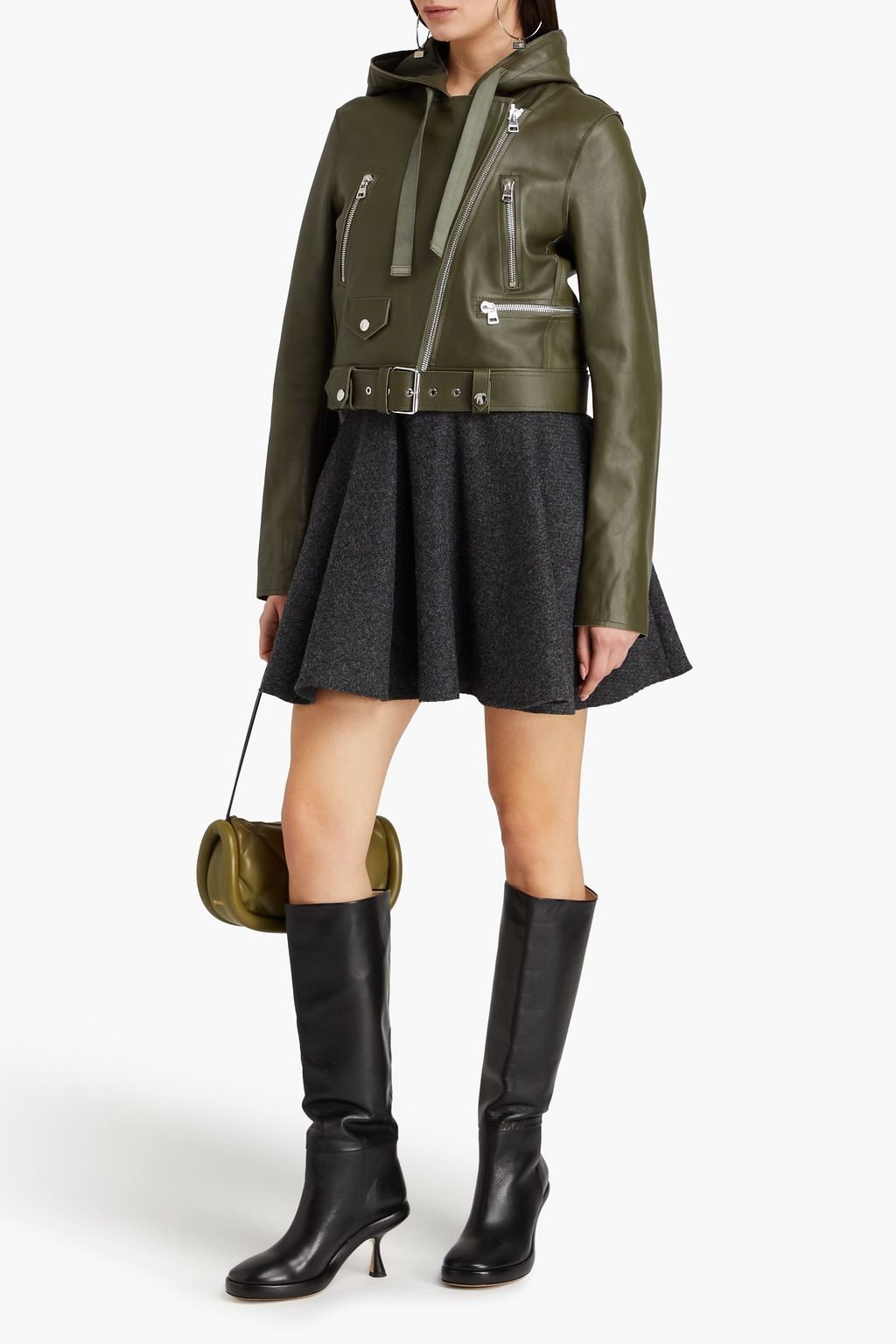 JW ANDERSON Leather hooded biker jacket