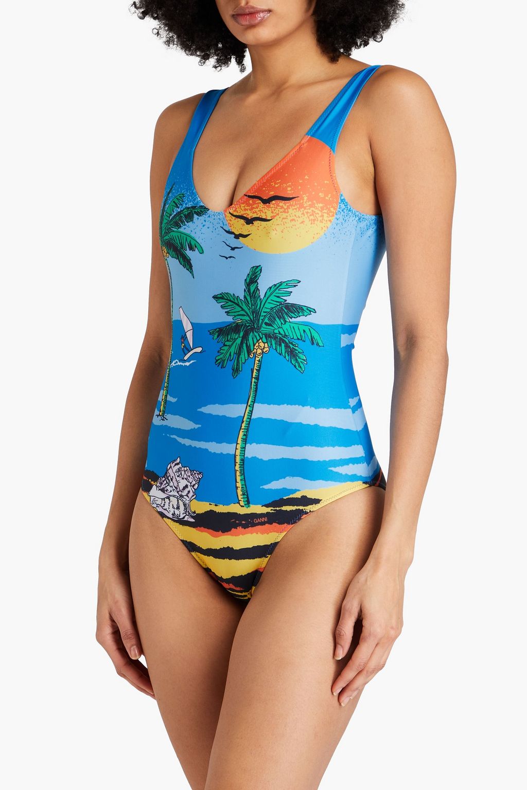 GANNI Badeanzug mit Print