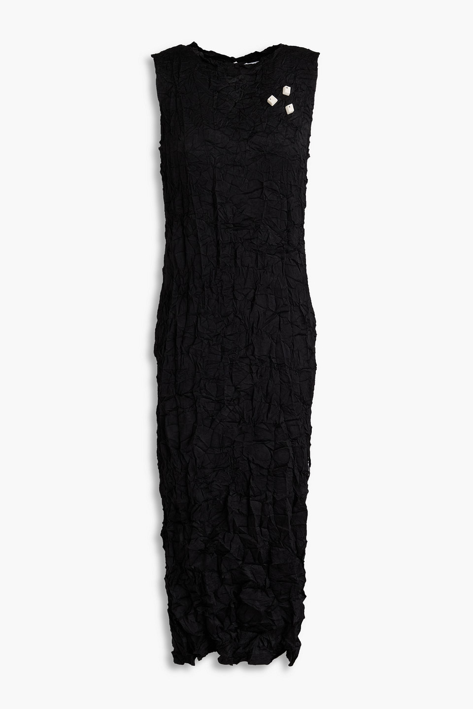 Embellished crinkled satin midi dress