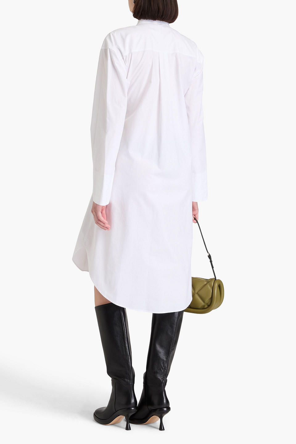 Jw Anderson Buckled Cotton-poplin Midi Shirt Dress In Weiss