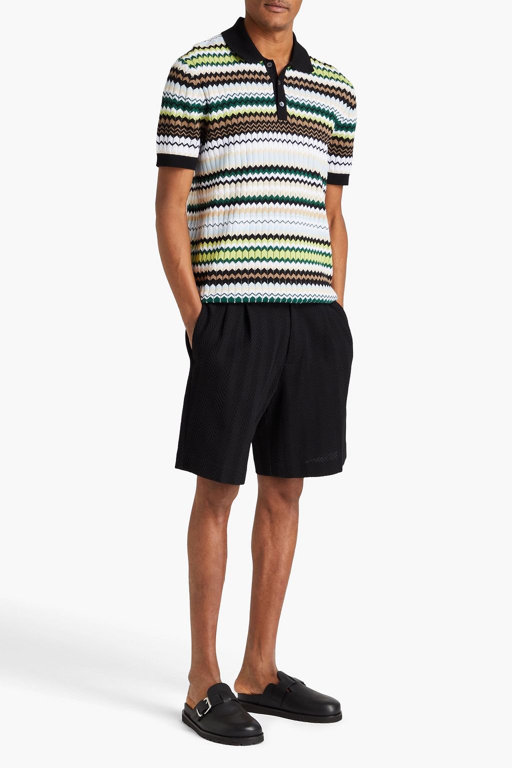 MISSONI 크로셰 니트 코튼 폴로 셔츠