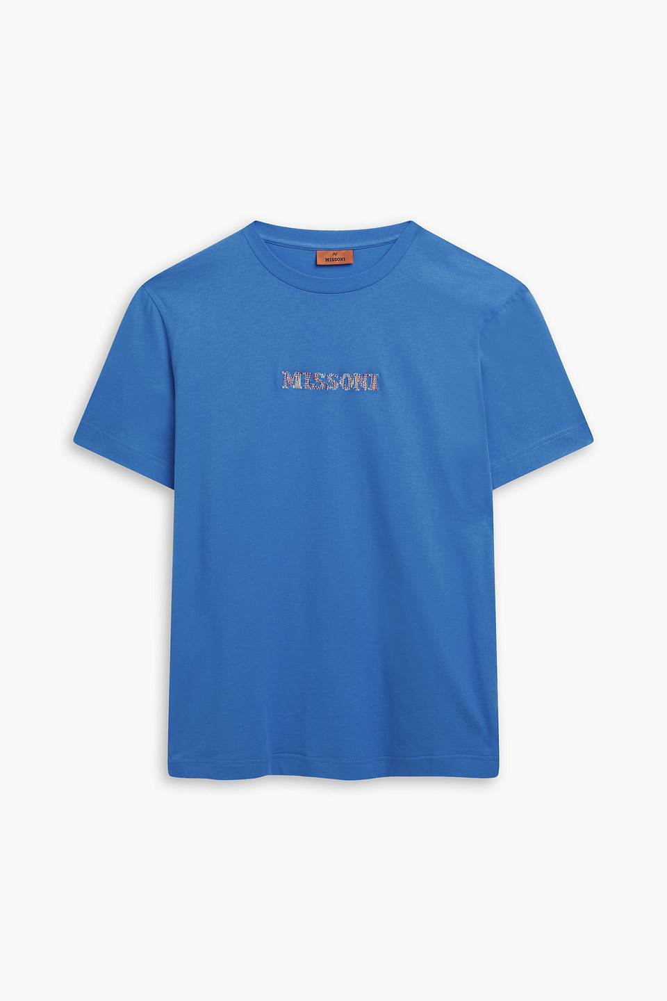Missoni Embroidered Cotton-jersey T-shirt In Azure