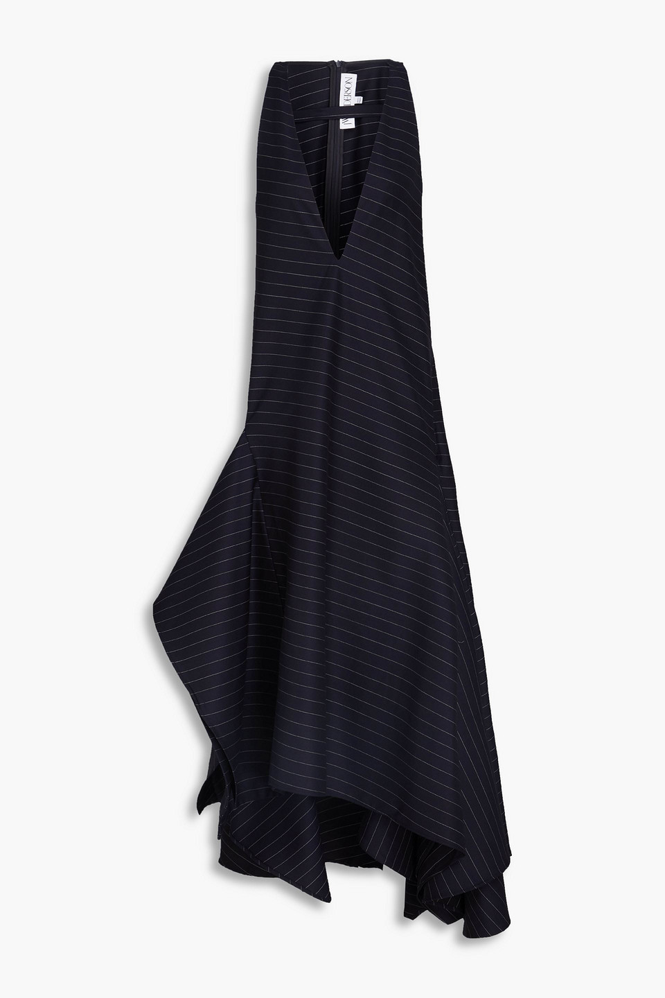 Jw Anderson Maxikleid Aus Twill Aus Einer Wollmischung Mit Nadelstreifen Und Cut-outs In Nachtblau