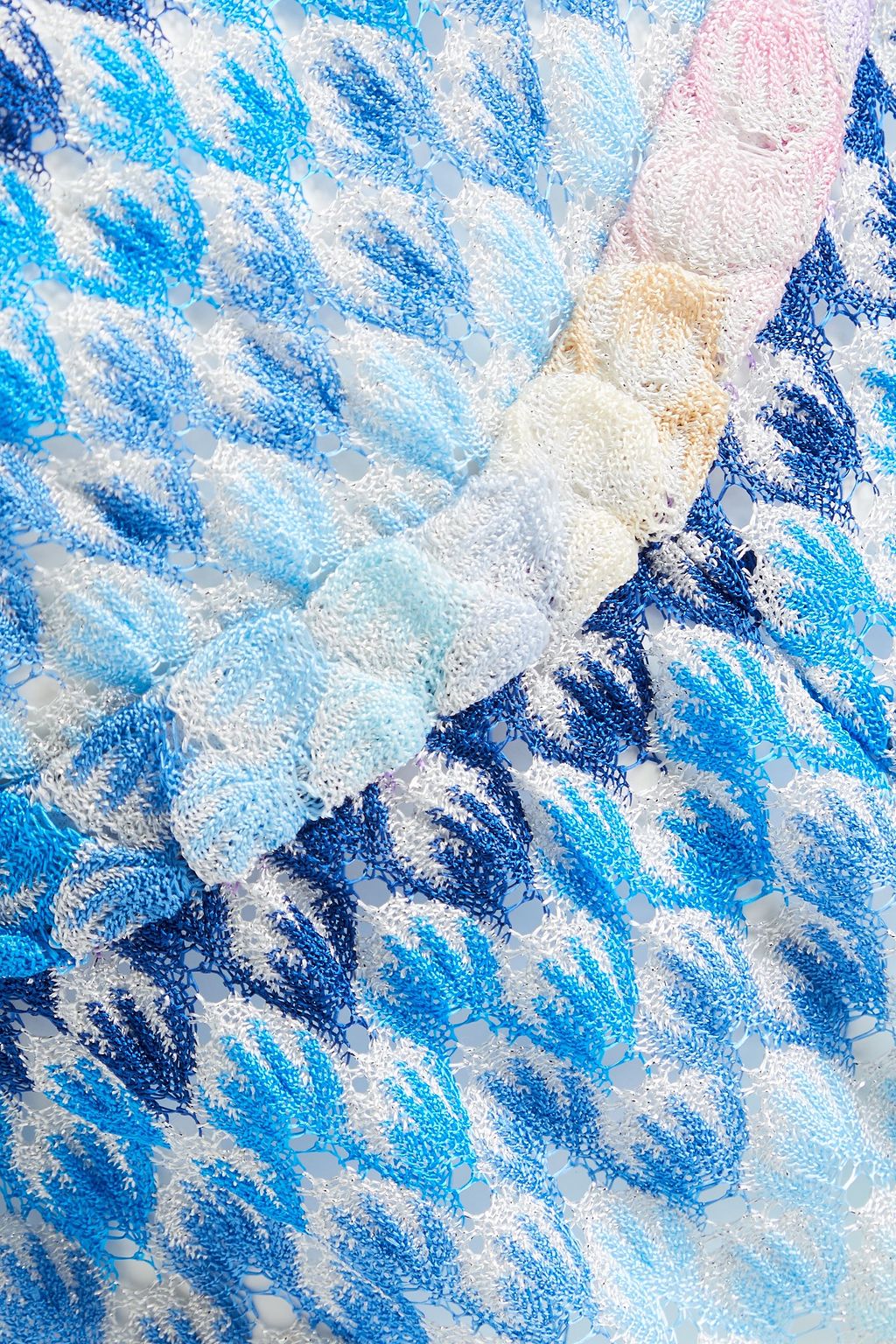 MISSONI 메탈릭 크로셰 니트 홀터넥 플레이수트