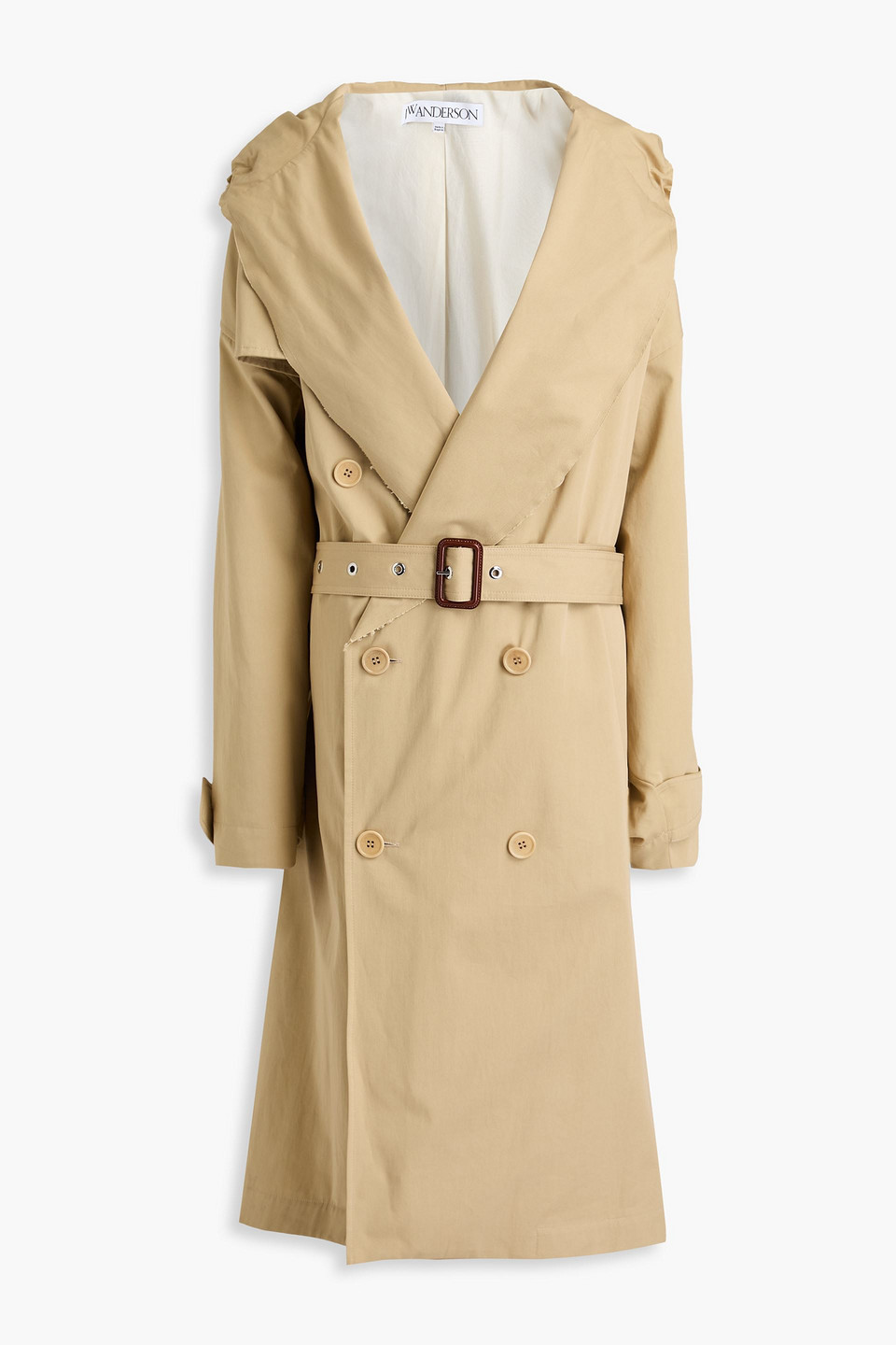 Jw Anderson Trenchcoat Aus Baumwoll-gabardine Mit Kapuze In Beige