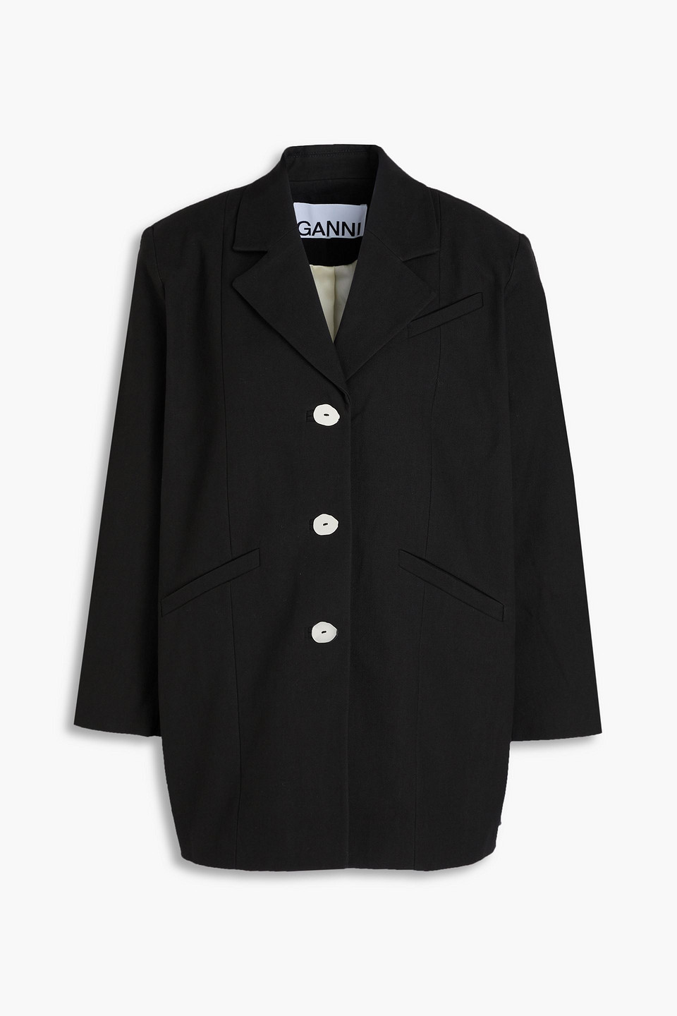 Ganni Oversized Single-breasted Blazer In Black