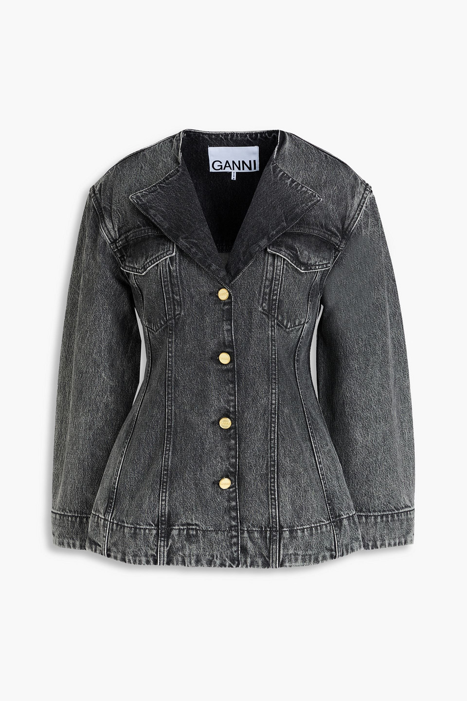 Shop Ganni Denim Jacket In Dunkelgrau