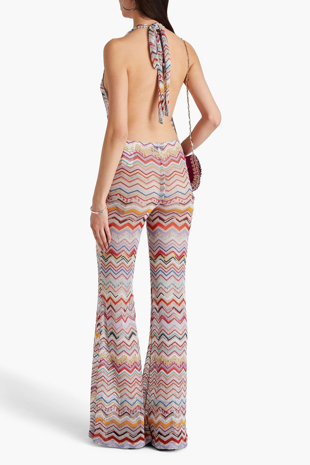 MISSONI Metallic crochet-knit halterneck jumpsuit