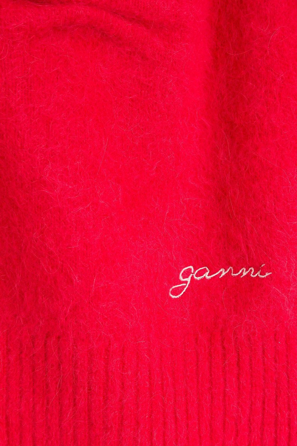 GANNI كنزة رياضية من مزيج ألبكة ممشّط بتأثير مزموم
