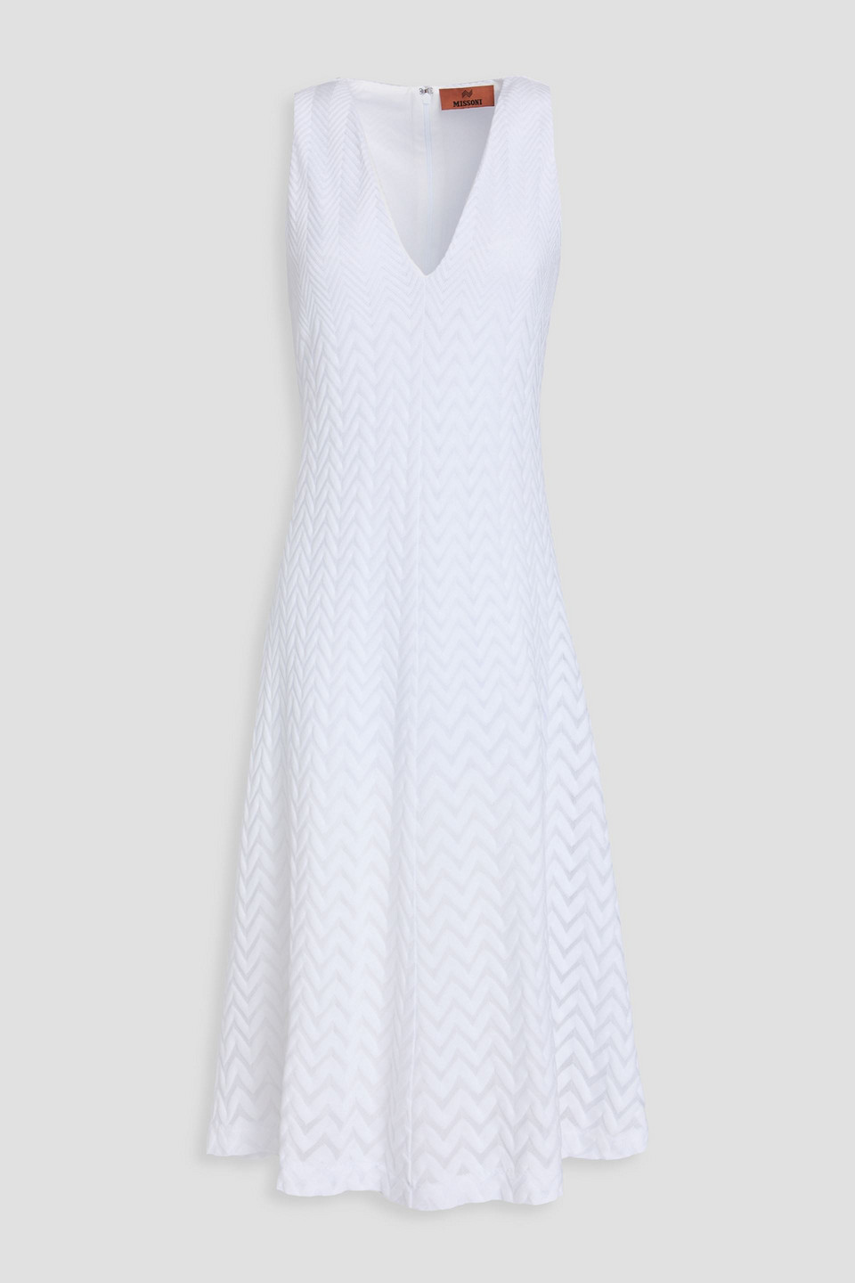 Missoni Crochet-knit Cotton-blend Midi Dress In Weiss