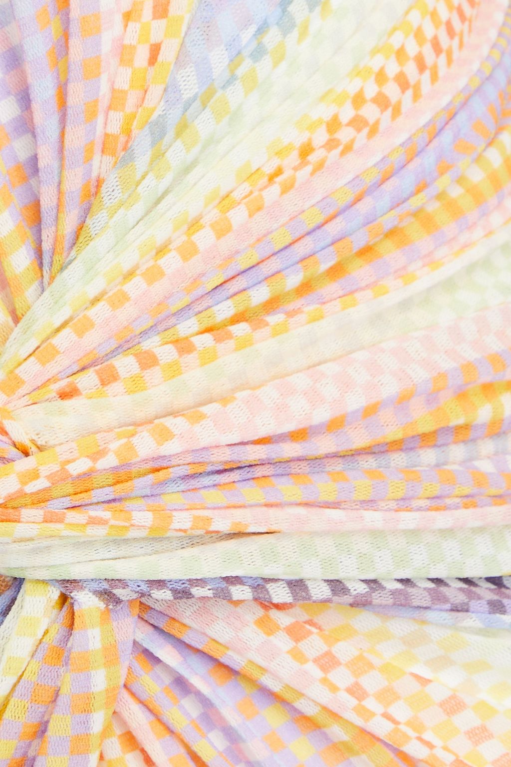 MISSONI فستان طويل من نسيج شبكي بطبعة مربعات وبقصّة ملفوفة