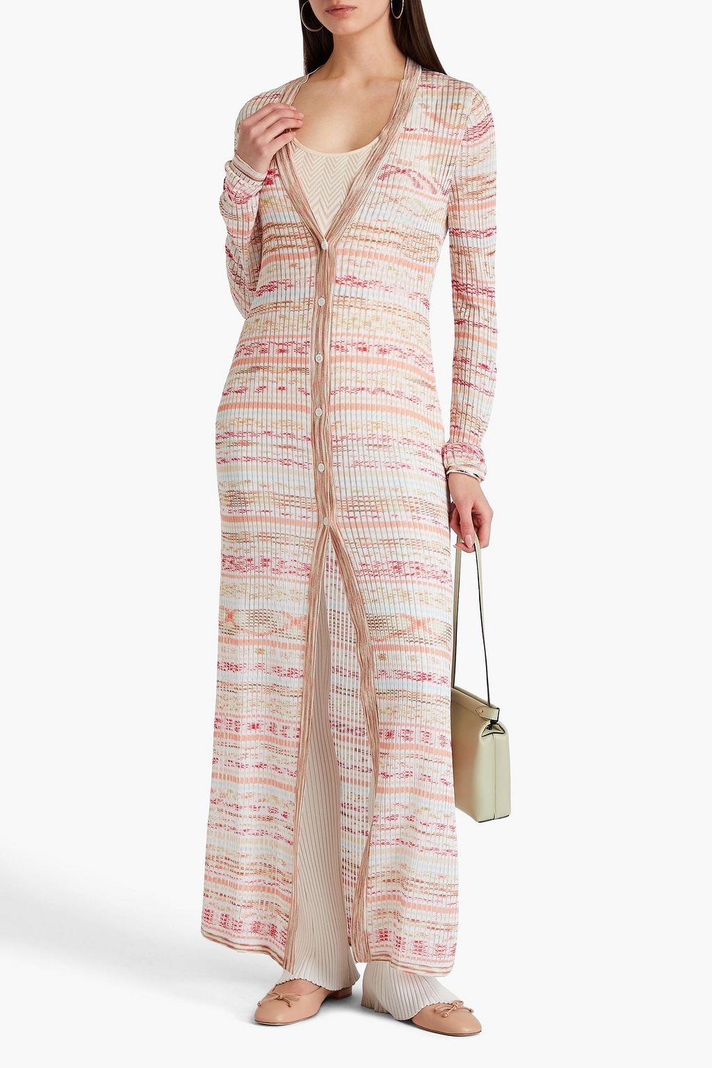 MISSONI كارديغان من نسيج بحبكة مضلّعة بألوان متداخلة