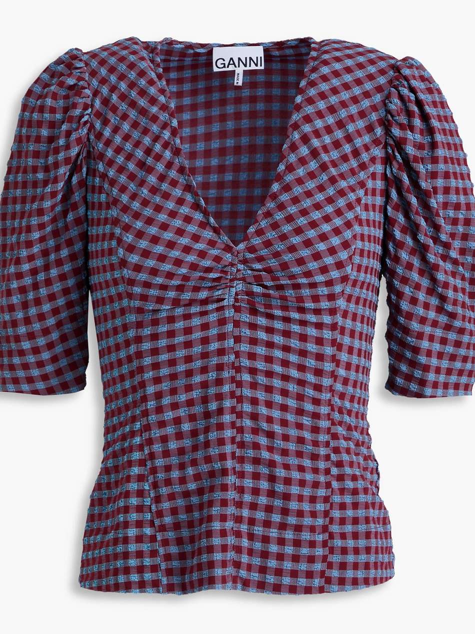 gingham seersucker top