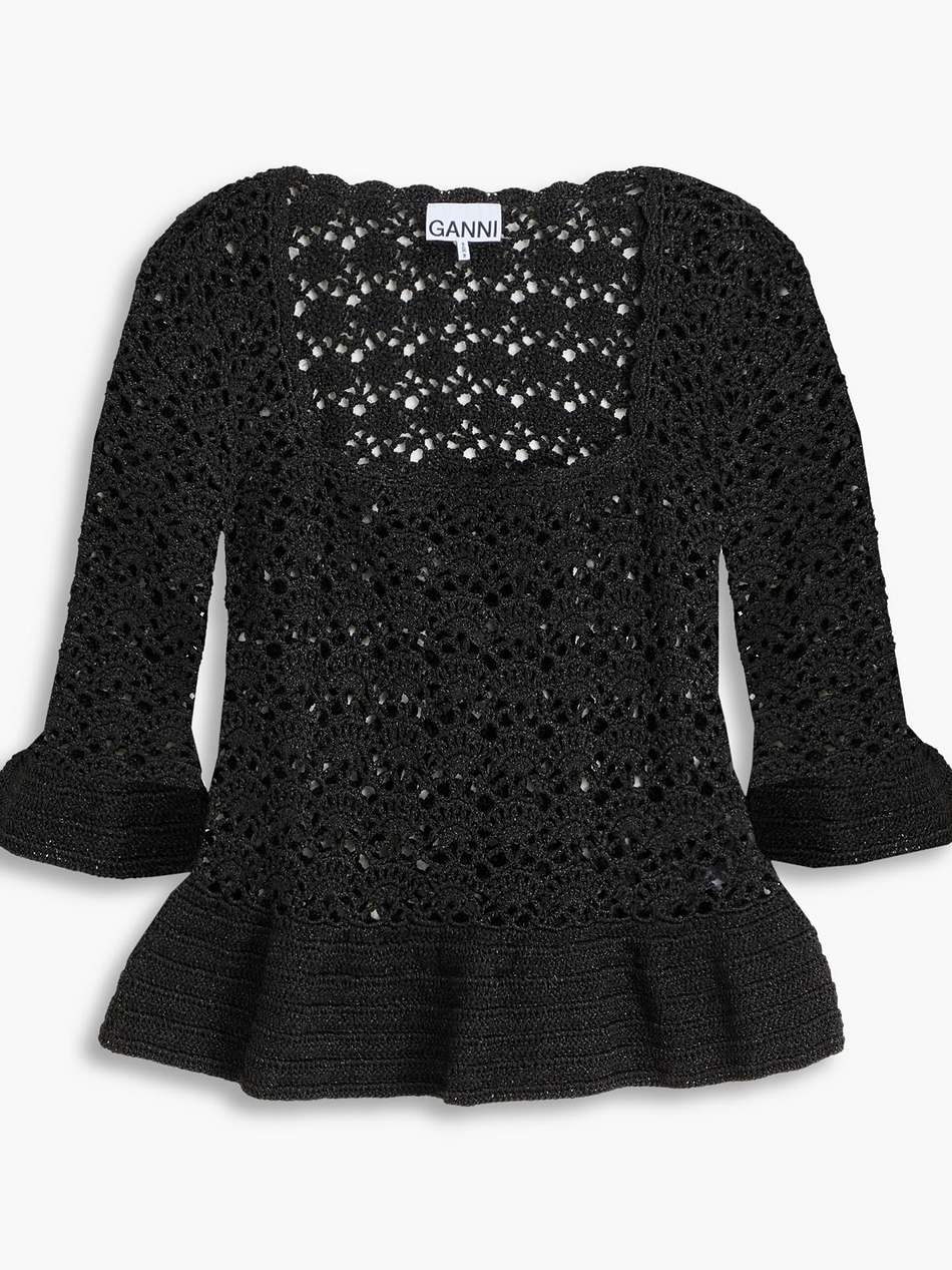 metallic crocheted top
