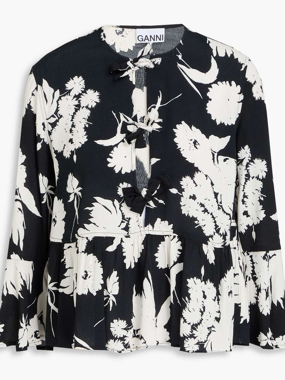 floral-print ecovero™-blend crepe peplum blouse