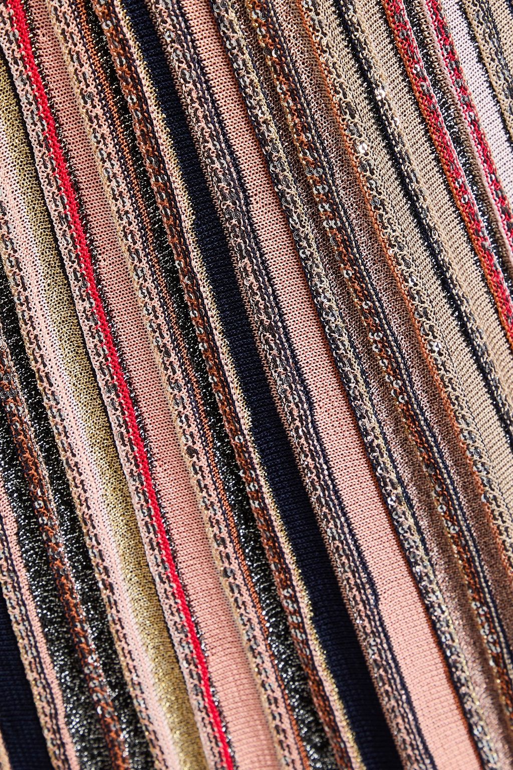 MISSONI فستان قصير من نسيج بحبكة كروشيه بتصميم مخطط ومزين بأقراص براقة