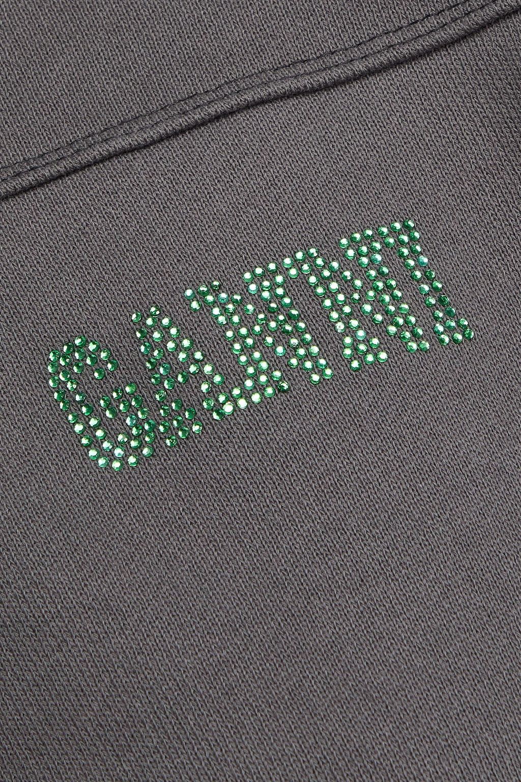 GANNI Cropped Hoodie aus Fleece aus einer Baumwollmischung mit Verzierung