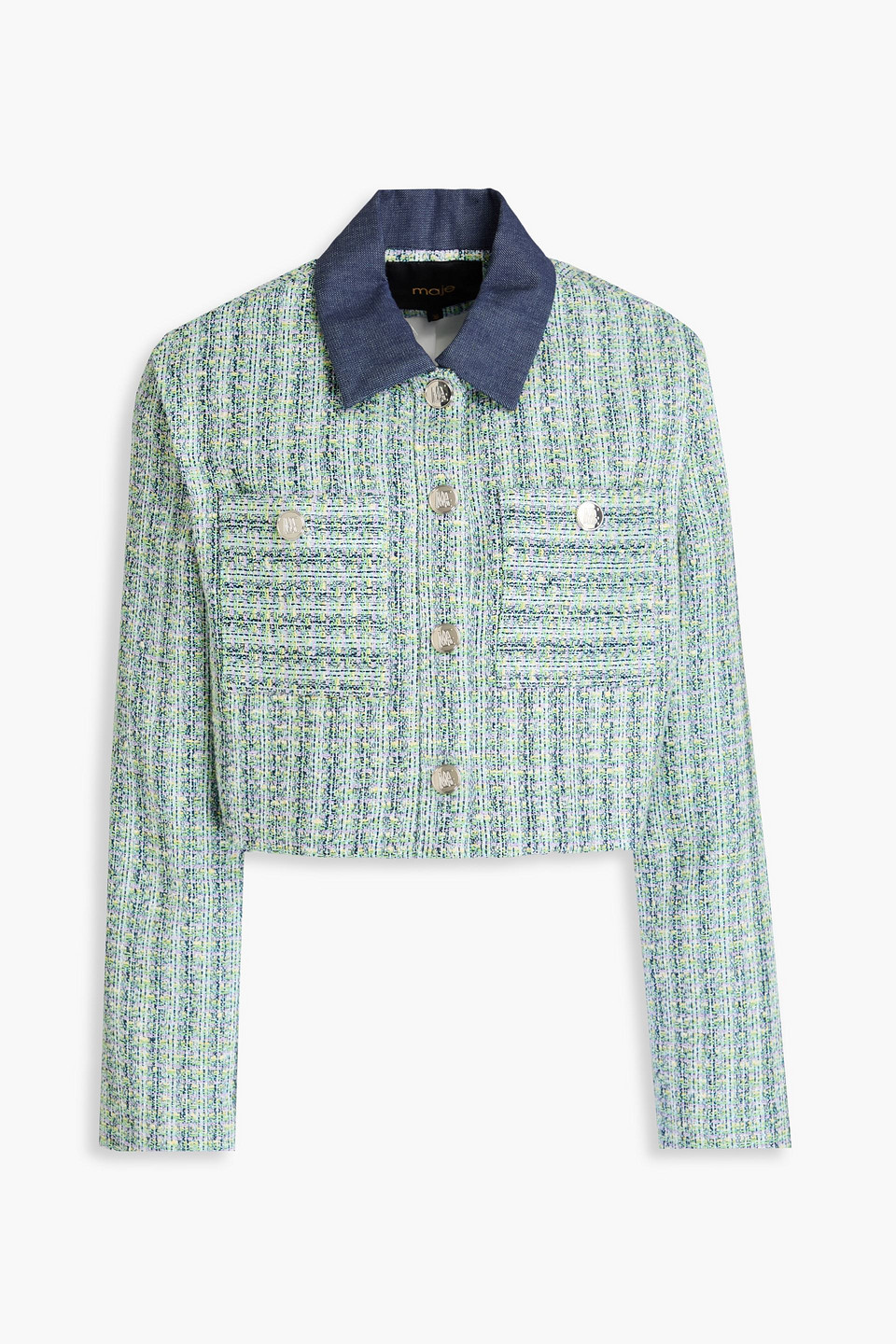 Maje Cropped Jacke Aus Metallic-tweed In Bunt