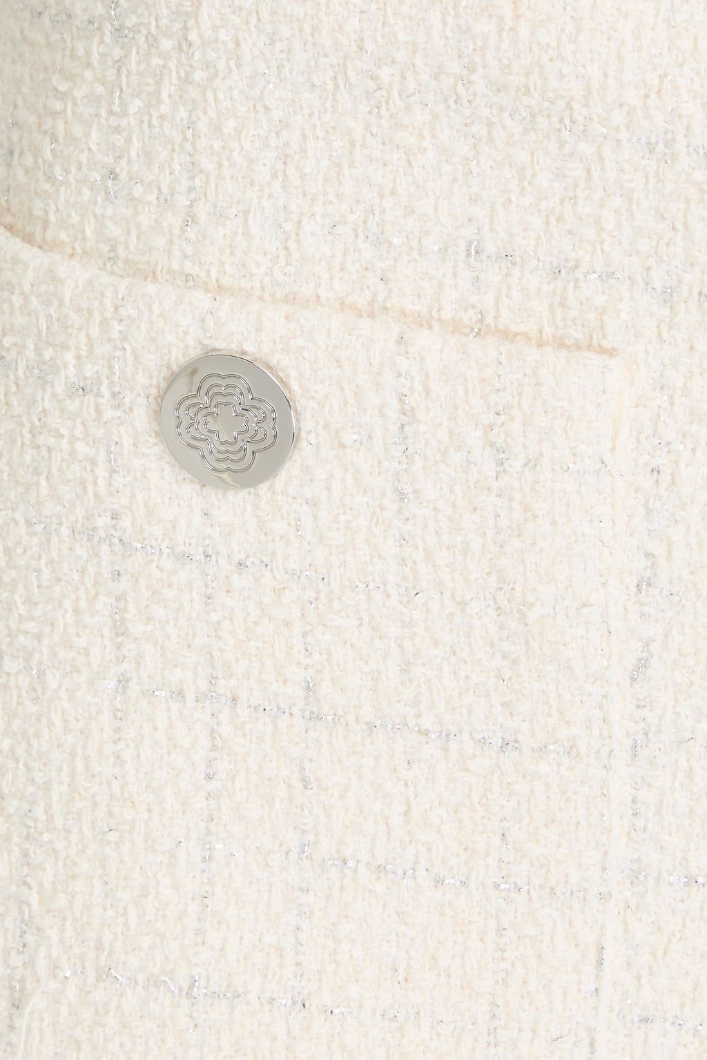 MAJE Embellished metallic cotton-blend tweed shorts