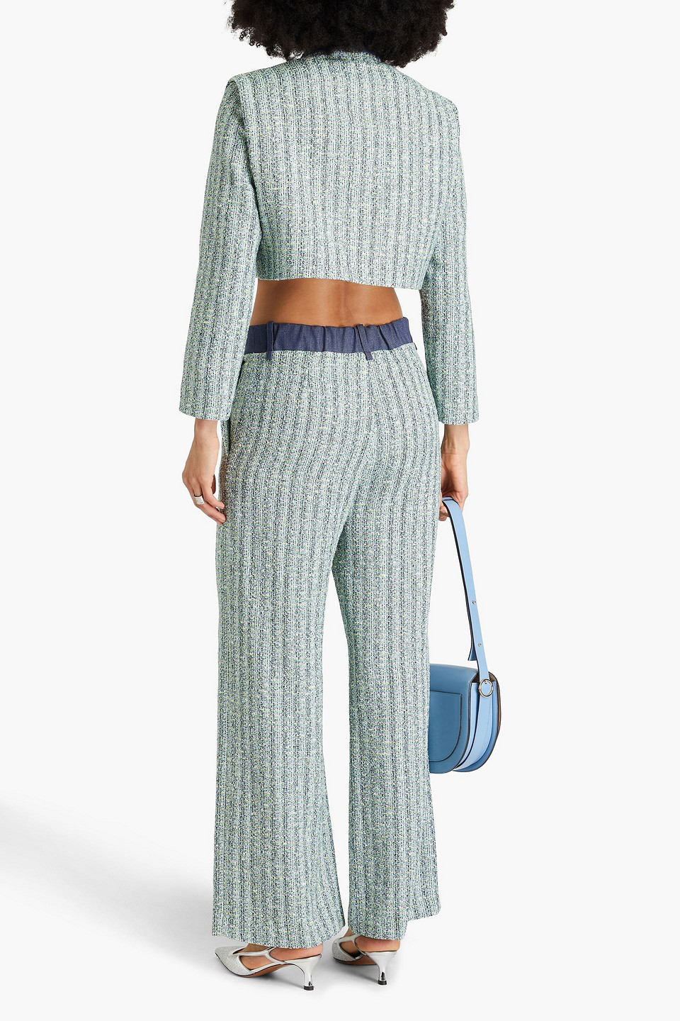 MAJE METALLIC TWEED WIDE-LEG PANTS