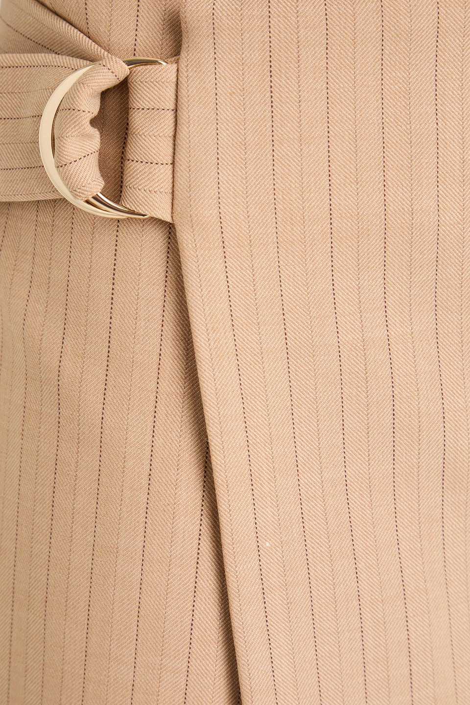 Maje Skirt-effect Pinstriped Shorts In Sandfarben