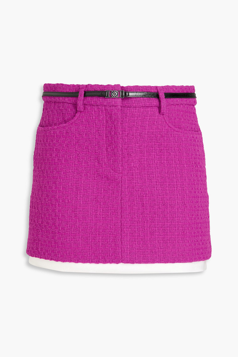 MAJE BELTED COTTON-BLEND TWEED MINI SKIRT