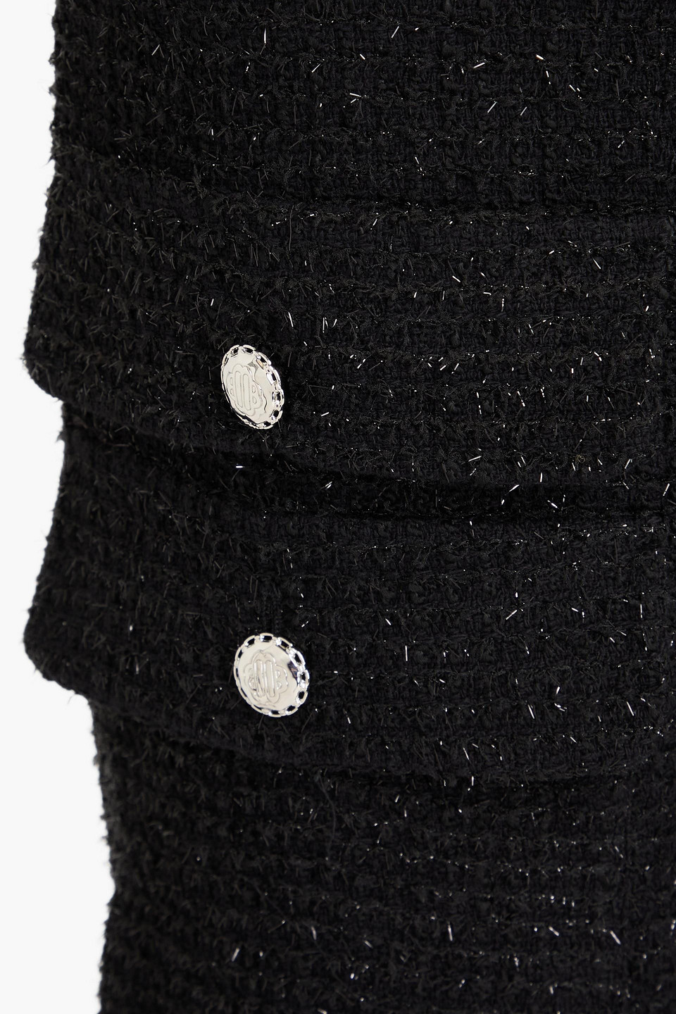 Maje Flared Tweed Cargo Trousers In Schwarz