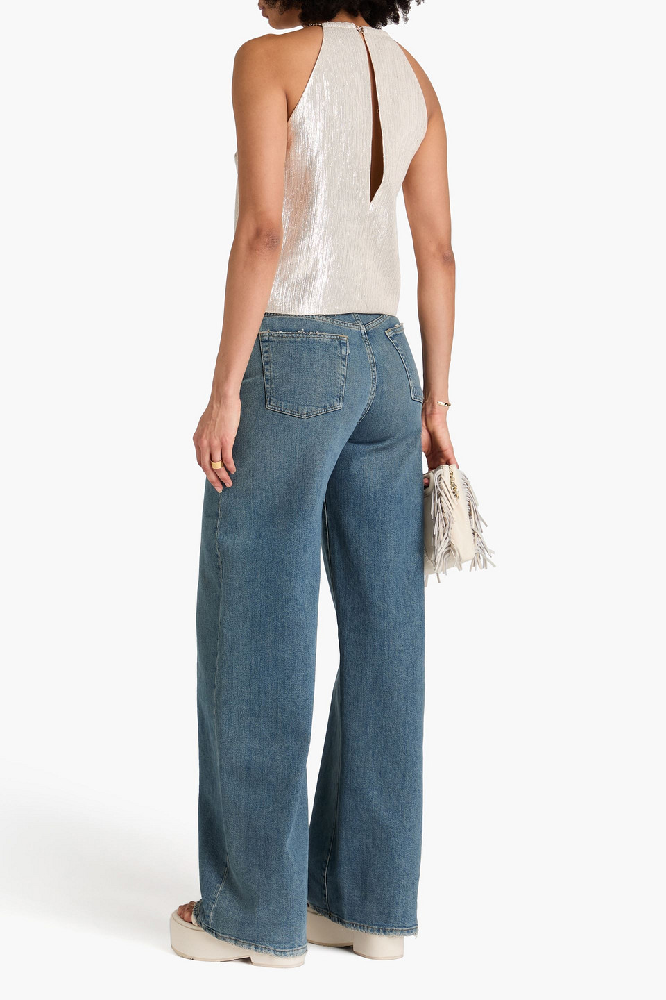 Maje Chain-embellished Lamé Top In Platin