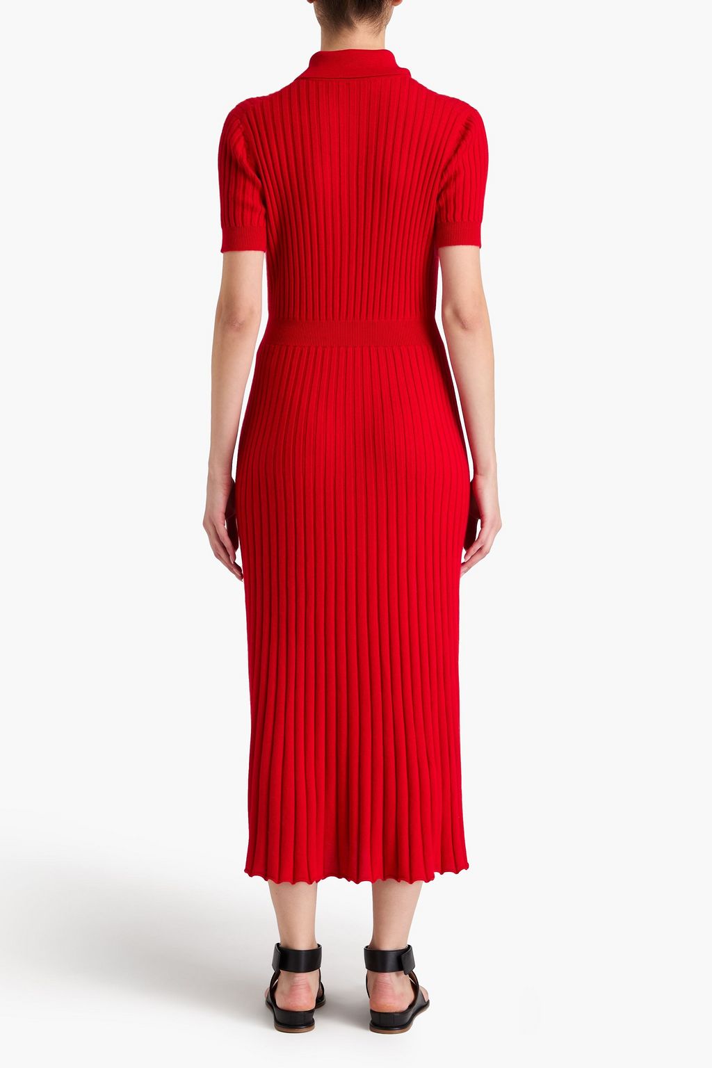 GABRIELA HEARST Amor ribbed cashmere and silk-blend midi shirt dress